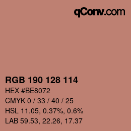 Color code: RGB 190 128 114 | qconv.com