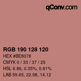 Color code: RGB 190 128 120 | qconv.com