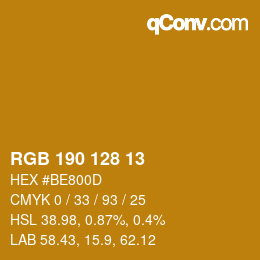 Color code: RGB 190 128 13 | qconv.com