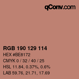 Color code: RGB 190 129 114 | qconv.com