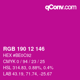 Color code: RGB 190 12 146 | qconv.com