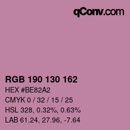 Color code: RGB 190 130 162 | qconv.com