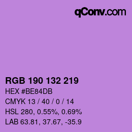 颜色代码: RGB 190 132 219 | qconv.com