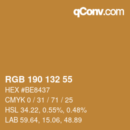 Farbcode: RGB 190 132 55 | qconv.com