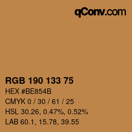 Color code: RGB 190 133 75 | qconv.com