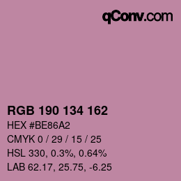 Color code: RGB 190 134 162 | qconv.com