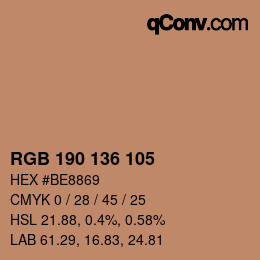 Color code: RGB 190 136 105 | qconv.com