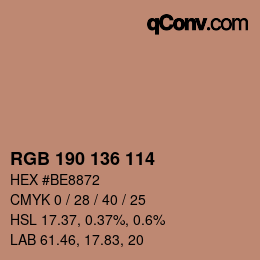 Color code: RGB 190 136 114 | qconv.com