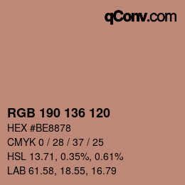 Color code: RGB 190 136 120 | qconv.com