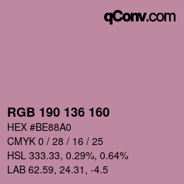 Color code: RGB 190 136 160 | qconv.com