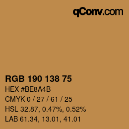 Code couleur: RGB 190 138 75 | qconv.com