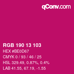 Color code: RGB 190 13 103 | qconv.com