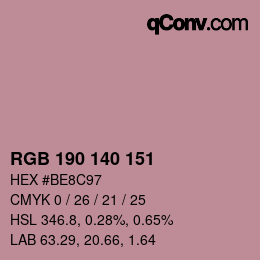 カラーコード: RGB 190 140 151 | qconv.com