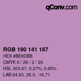 Color code: RGB 190 141 187 | qconv.com