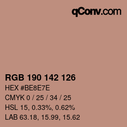 Color code: RGB 190 142 126 | qconv.com