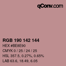 Color code: RGB 190 142 144 | qconv.com