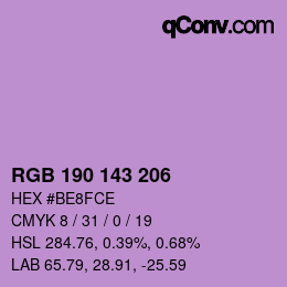 Farbcode: RGB 190 143 206 | qconv.com