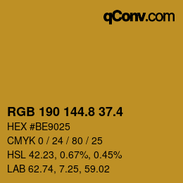 カラーコード: RGB 190 144.8 37.4 | qconv.com