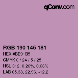 Color code: RGB 190 145 181 | qconv.com