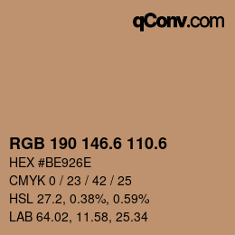 カラーコード: RGB 190 146.6 110.6 | qconv.com