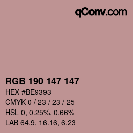 Farbcode: RGB 190 147 147 | qconv.com