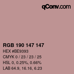 颜色代码: RGB 190 147 147 | qconv.com