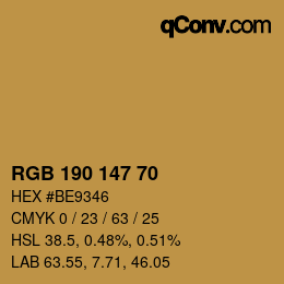 Farbcode: RGBA 190 147 70 1 | qconv.com