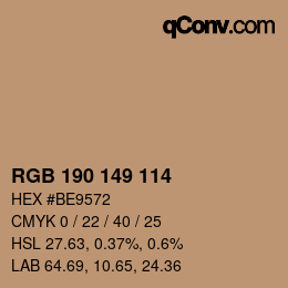 Color code: RGB 190 149 114 | qconv.com