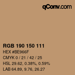 Farbcode: RGB 190 150 111 | qconv.com