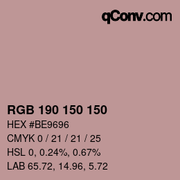 Color code: RGB 190 150 150 | qconv.com