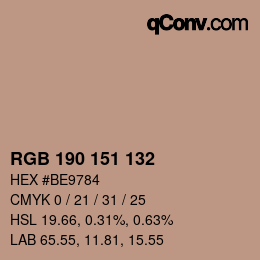 颜色代码: RGB 190 151 132 | qconv.com