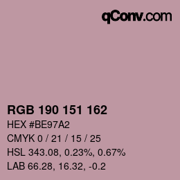 Color code: RGB 190 151 162 | qconv.com