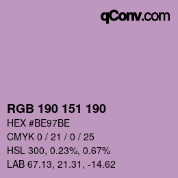 Color code: RGB 190 151 190 | qconv.com