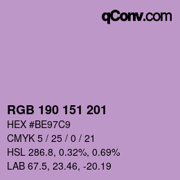 Color code: RGB 190 151 201 | qconv.com