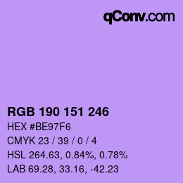 Color code: RGB 190 151 246 | qconv.com