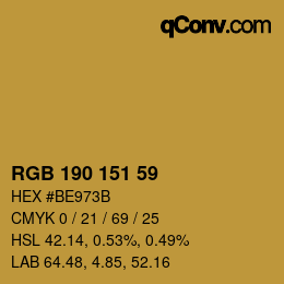 Color code: RGB 190 151 59 | qconv.com