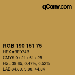 Código de color: RGB 190 151 75 | qconv.com