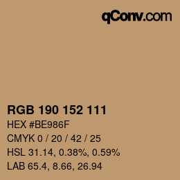 Código de color: RGB 190 152 111 | qconv.com