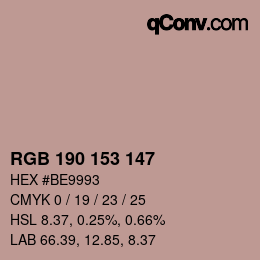 Farbcode: RGB 190 153 147 | qconv.com