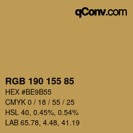 Color code: RGB 190 155 85 | qconv.com