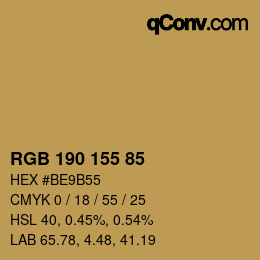 カラーコード: RGB 190 155 85 | qconv.com