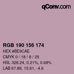 Color code: RGB 190 156 174 | qconv.com