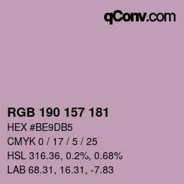 カラーコード: RGB 190 157 181 | qconv.com