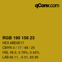 カラーコード: RGB 190 158 23 | qconv.com