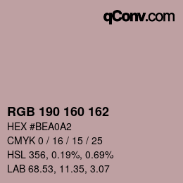 Color code: RGB 190 160 162 | qconv.com