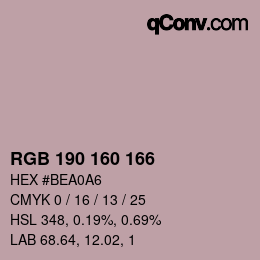 Color code: RGB 190 160 166 | qconv.com