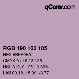 カラーコード: RGB 190 160 185 | qconv.com