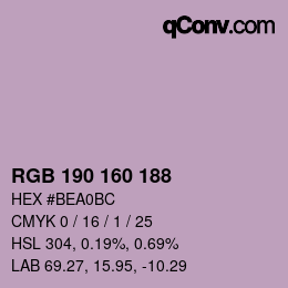 Color code: RGB 190 160 188 | qconv.com