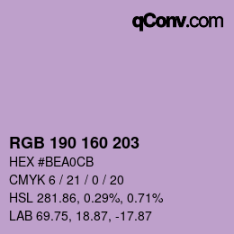Farbcode: RGB 190 160 203 | qconv.com