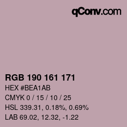 Color code: RGB 190 161 171 | qconv.com